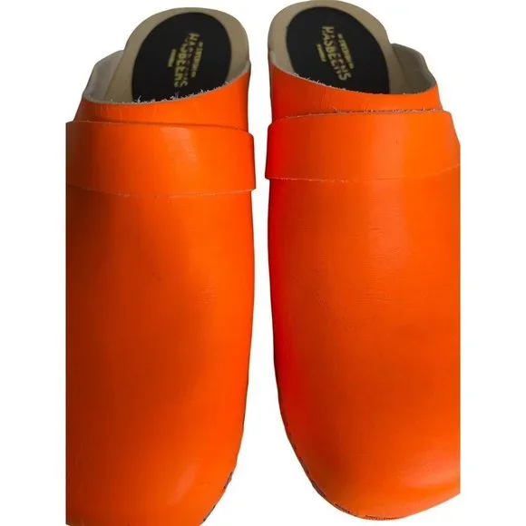 Free People Swedish Hasbeens X FP Husband Clog Neon Orange Size 37 US 6.5 NEW - Picture 5 of 9